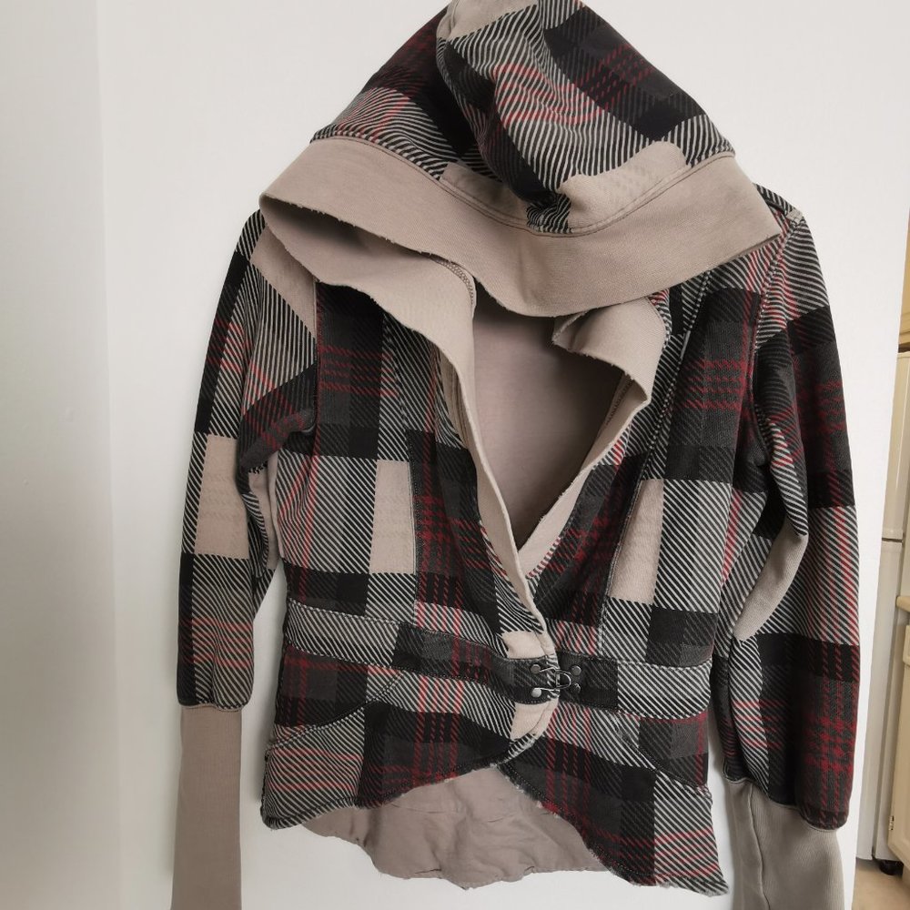 Blazer style plaid sweater jacket